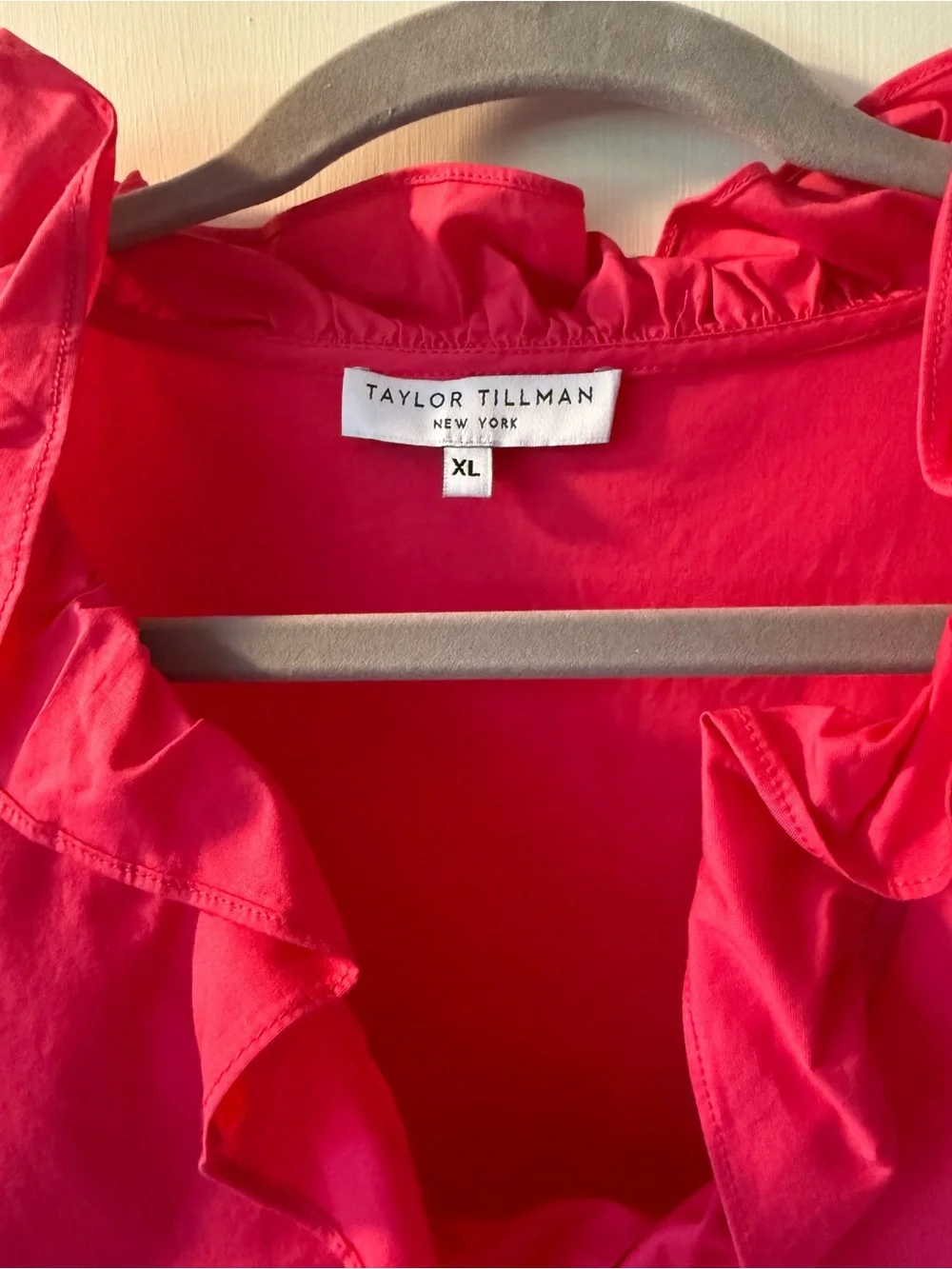 Taylor Tillman Hot Pink Ruffle V-Neck Mini Dress
